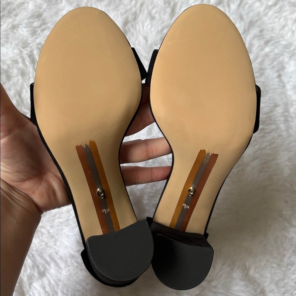 NEW In Packaging Sam Edelman Black Suede Ankle Strap Yaro Sandal Heels Size 9.5 - Picture 7 of 14